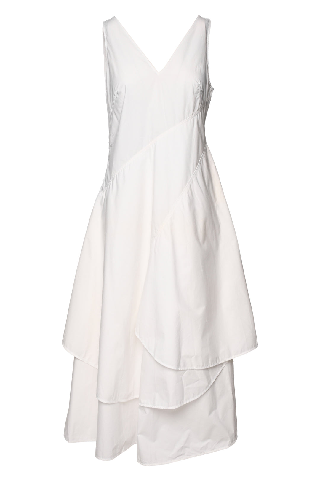 Loewe Size 40 Cotton Poplin Sleeveless V-Neck Petal Dress