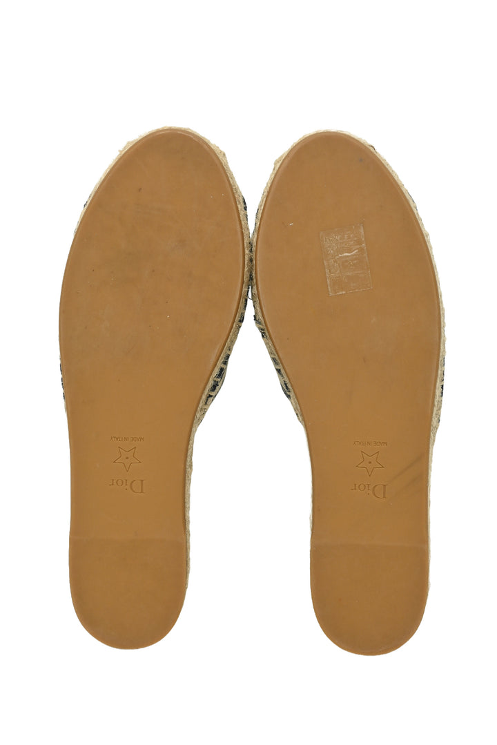 Dior Size 37 Oblique Canvas Granville Espadrille Mules