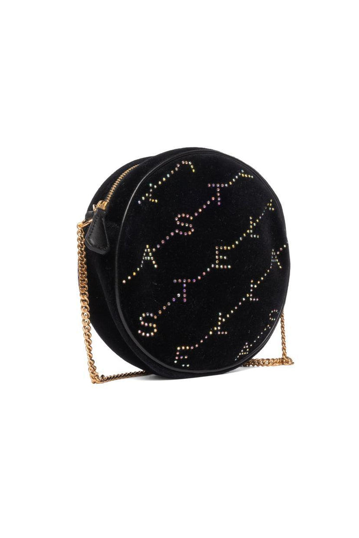 Stella Mccartney Crystal Monogram Velvet Circle Crossbody