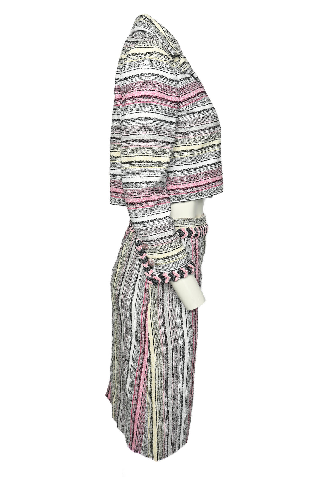 Chanel Size 38 S/S 2024 Cropped Striped Suit