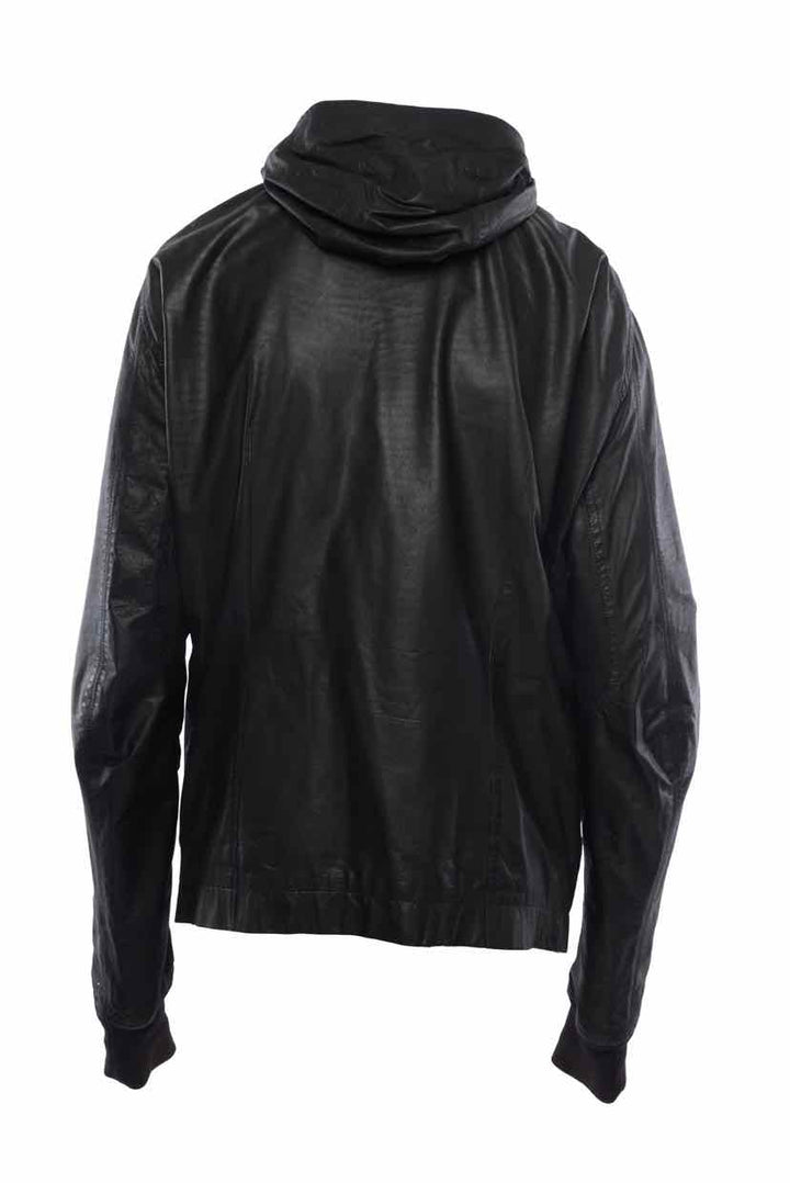 Rick Owens Size 42 Men's Calf Leather Hooded Moto Jacket