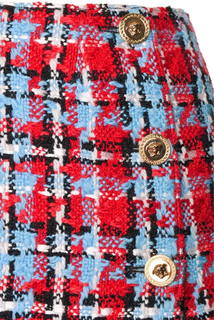 Versace Size 40 Wool Blend Tweed Mini Skirt