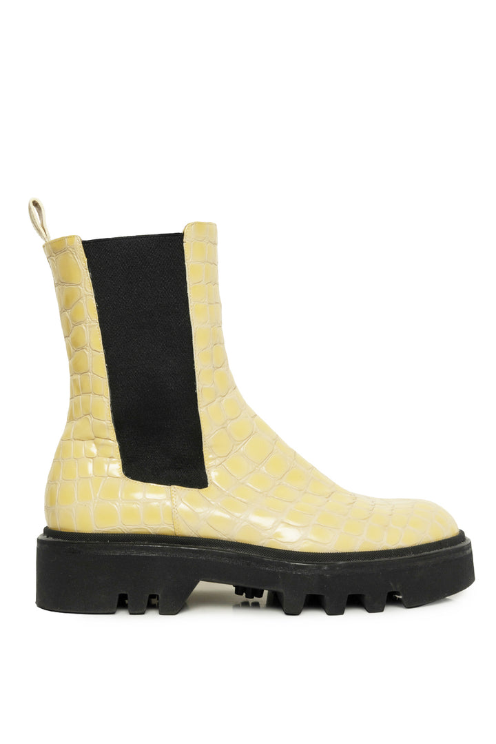 Dries Van Noten Size 40 Croc Embossed Leather Chelsea Boots