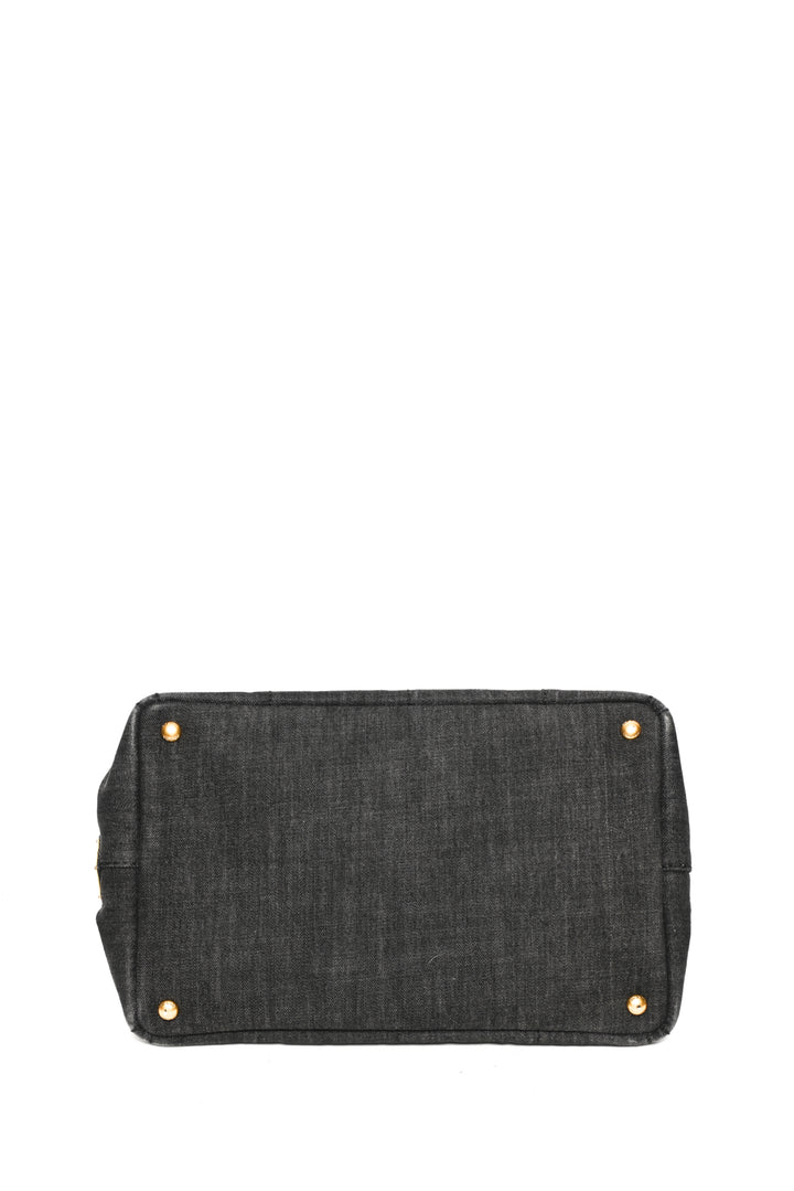 Prada Denim Logo Canapa Large Tote