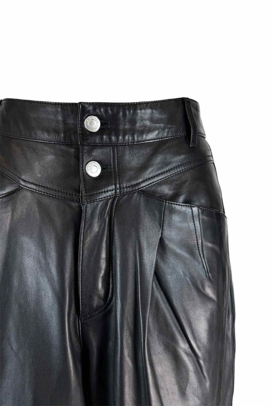 Iro Size 38 Pleated High Waisted Leather Pants