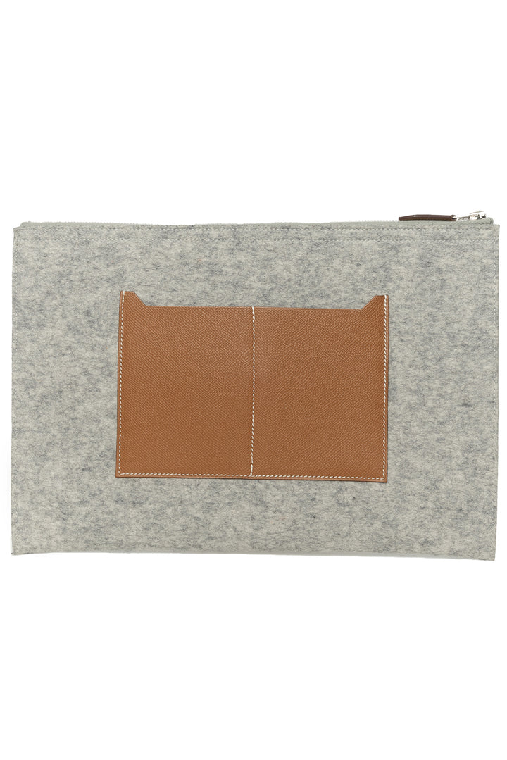 Hermes Felt Epsom Colorblock Toodoo 37 Zip Pouch Clutch