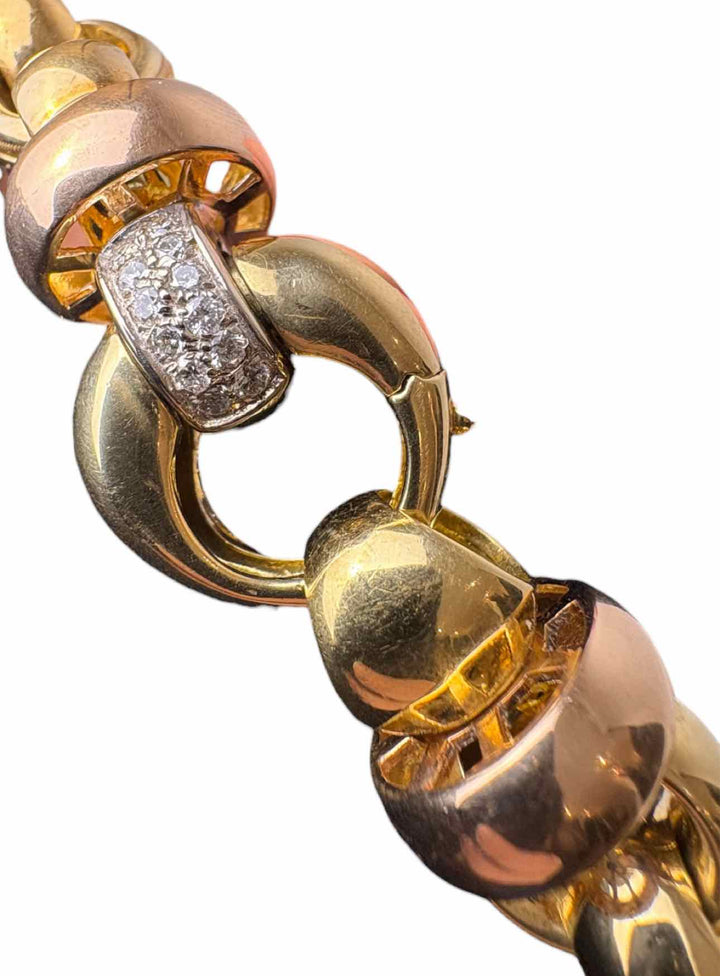 18K White, Yellow and Rose  Gold Bracelet With Diamonds