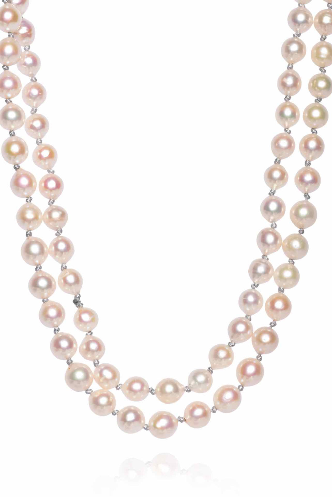 173 Semi Baroque Akoya Cultured Pearl Long Necklace