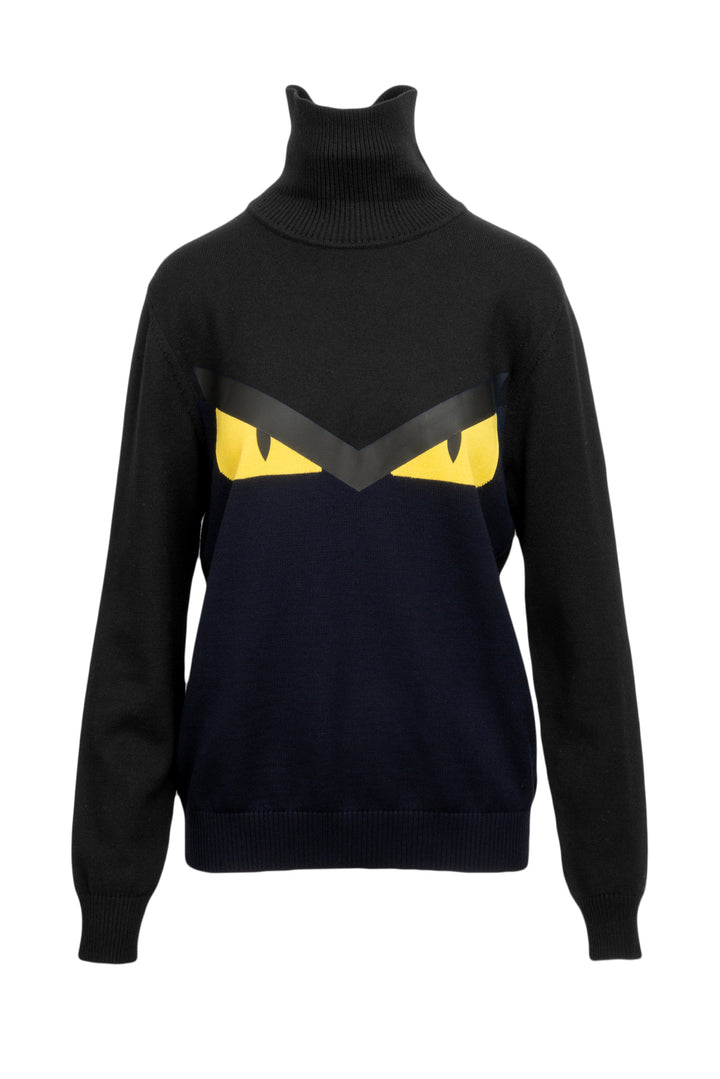 Fendi Size 48 Monster Eyes Knit Turtleneck Sweater