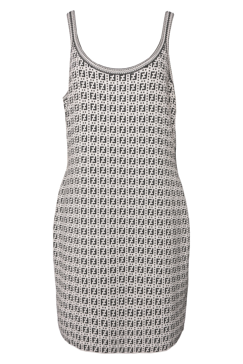 Fendi Size 12 FF Logo Print Mini Dress