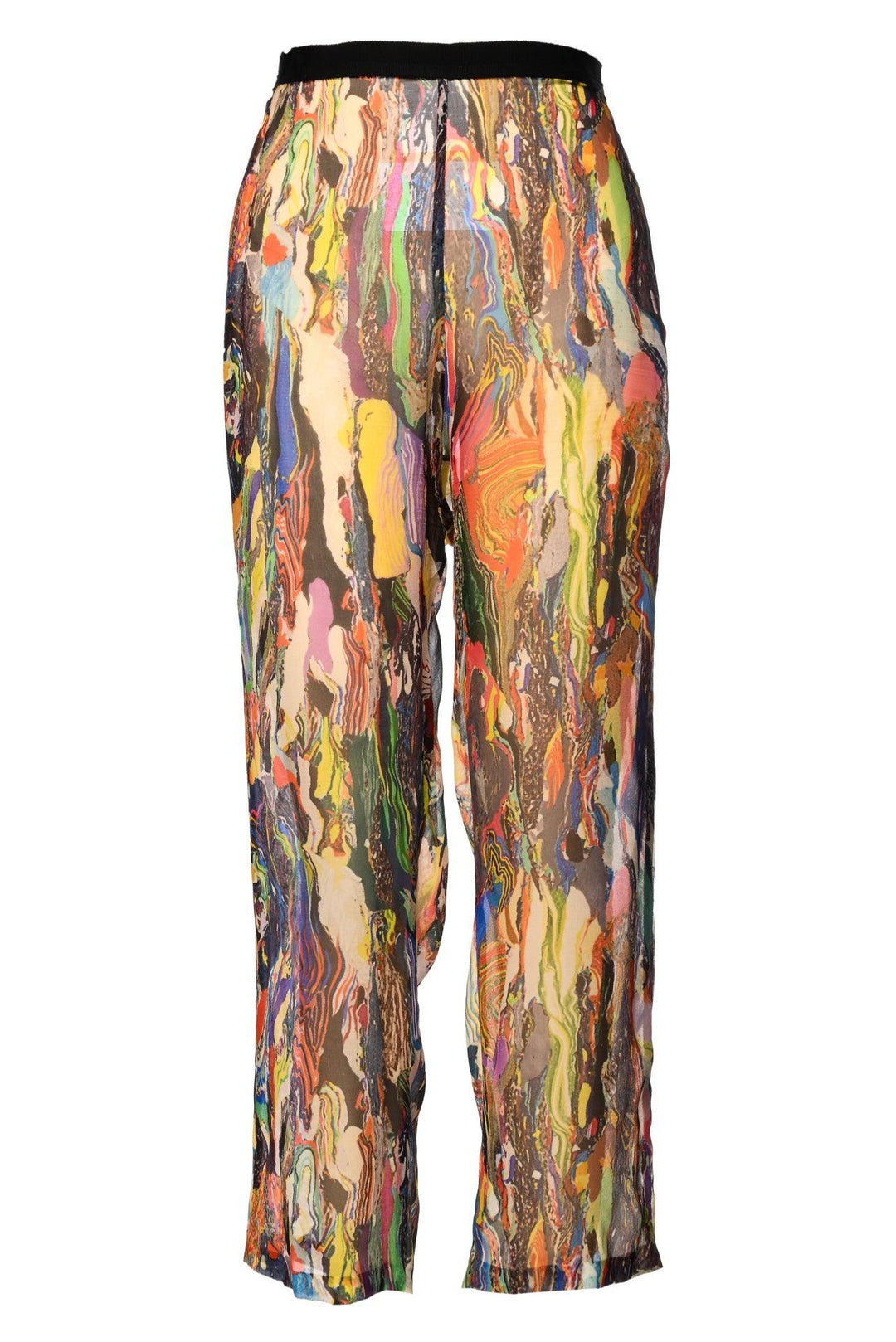Dries Van Noten Size 42 Multi-colour Sheer Silk Pants