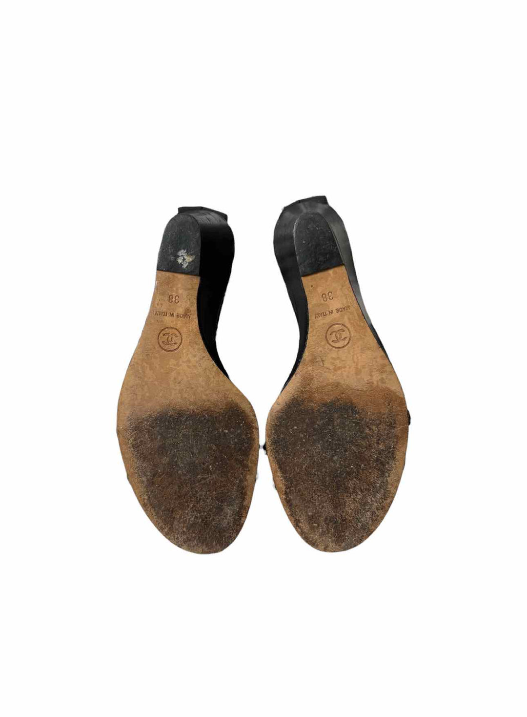 Chanel Size 38 Leather Gladiator Wedge Sandals