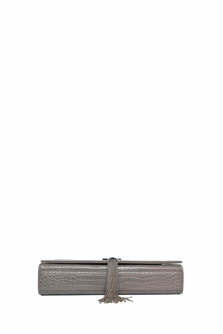 Saint Laurent Croc Embossed Medium Kate Tassel Bag