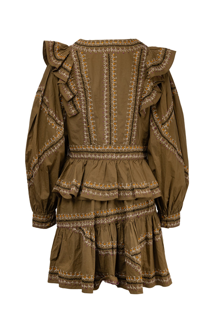 Ulla Johnson Size 12 Anais Ruffled Embroidered Mini Dress