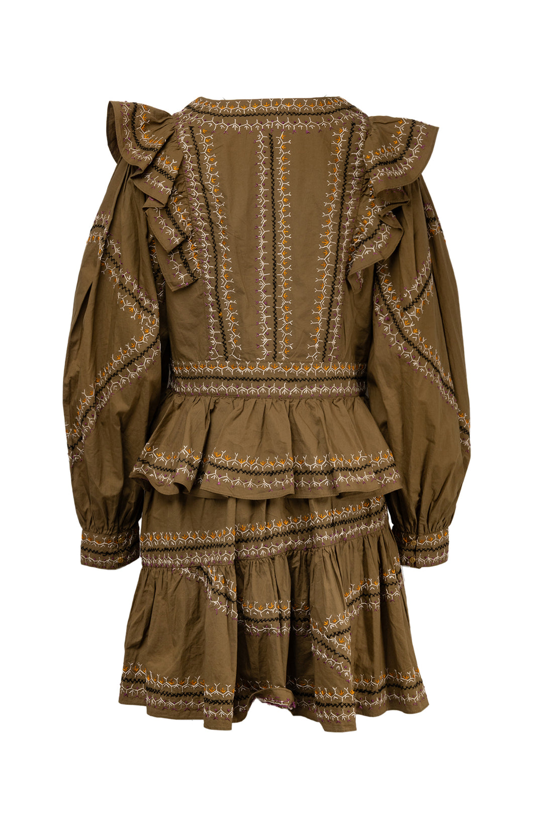 Ulla Johnson Size 12 Anais Ruffled Embroidered Mini Dress