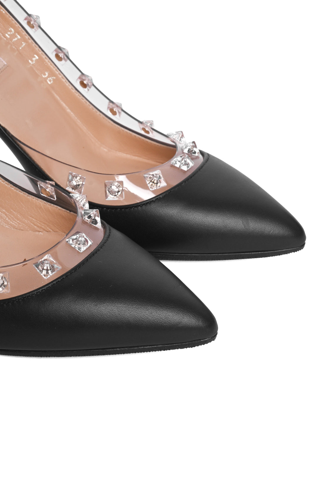 Valentino Size 36 Rockstud Leather & PVC Naked Pumps