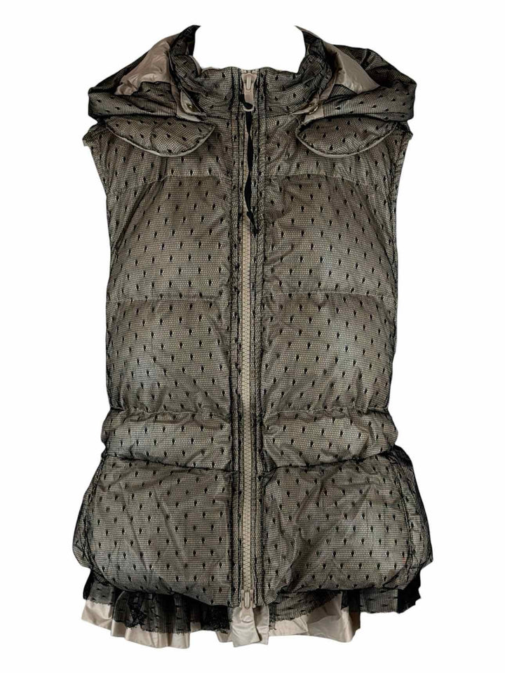 Red Valentino Size 4 Mesh Overlay Down Puffer Vest