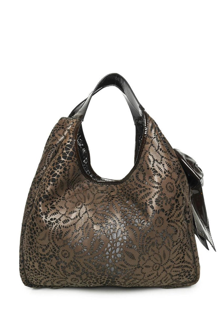 Valentino Bow Accent Perforated Leather Shoulder Bag