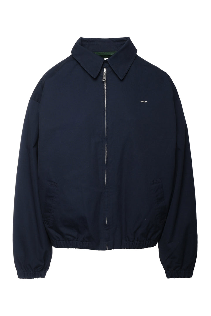Prada Size 42 Men's 2025 Logo Embroidered Cotton Zip Jacket