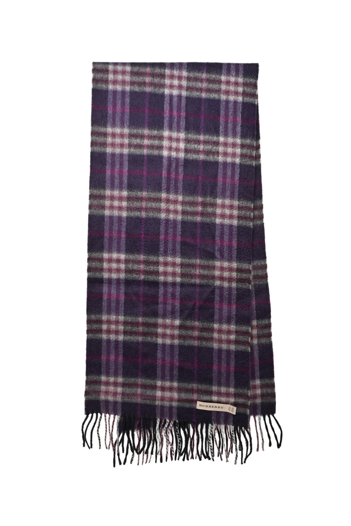 Burberry Cashmere Check Fringe Scarf