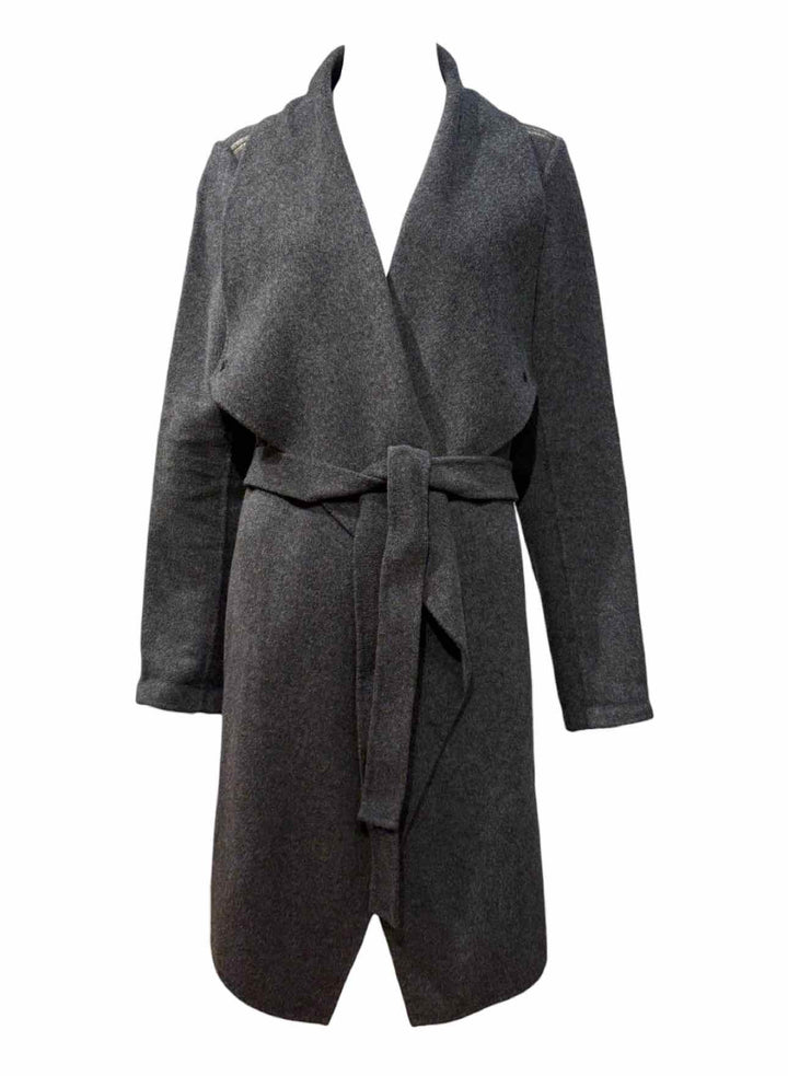 Vince Size L Wool Blend Leather Trim Coat