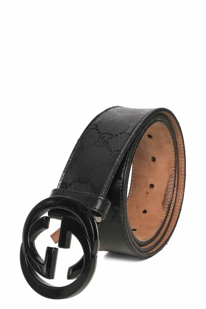 Gucci Size 38 GG Supreme Coated Canvas Interlocking G Buckle Men's Belt