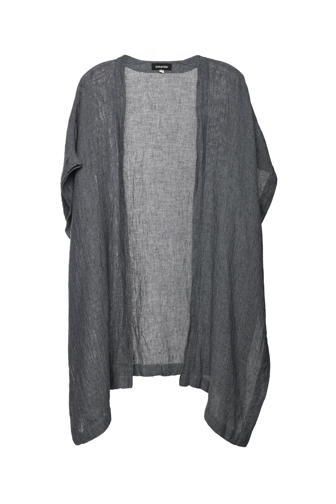 Eskandar Size OS Sleeveless Drape Front Linen Cardigan