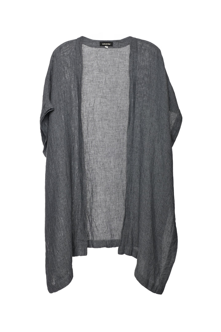 Eskandar Size OS Sleeveless Drape Front Linen Cardigan