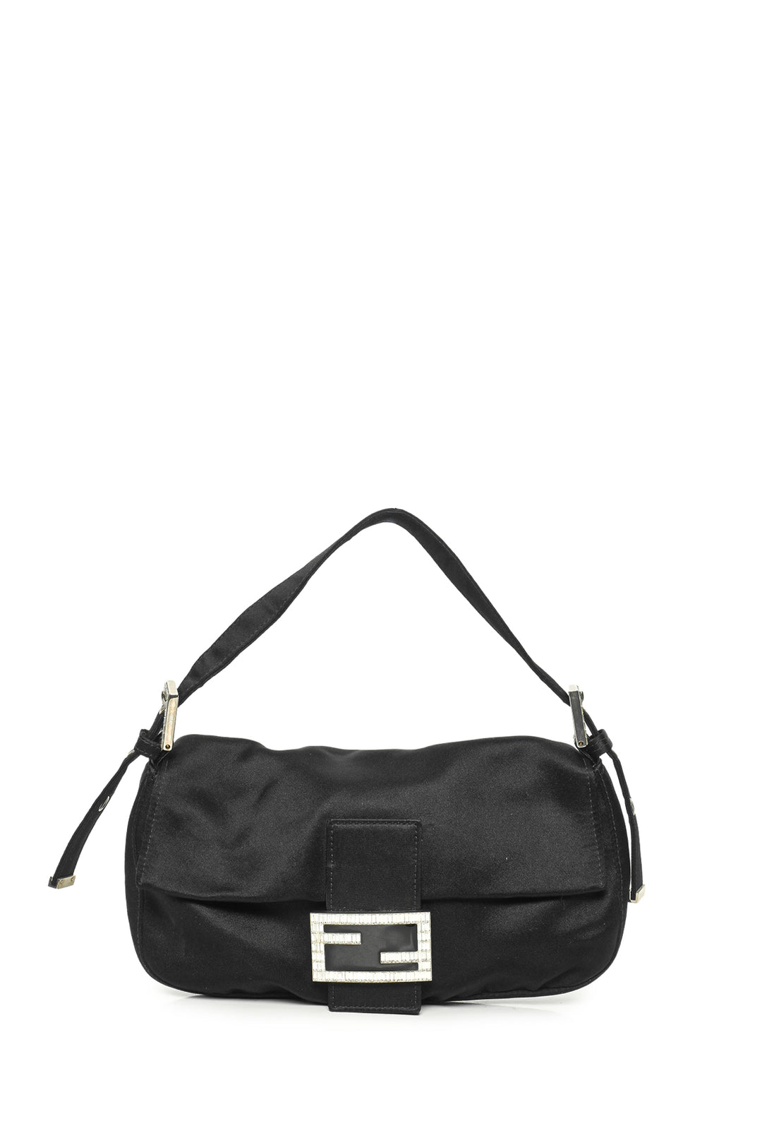 Fendi Crystal Embellished Satin Baguette Shoulder Bag