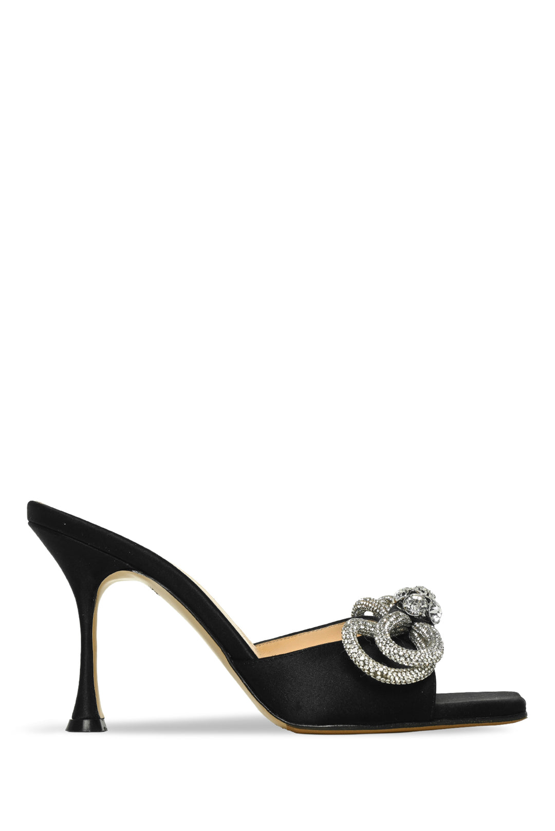 Mach & Mach Size 38 Double Bow Crystal-Embellished Satin Mules