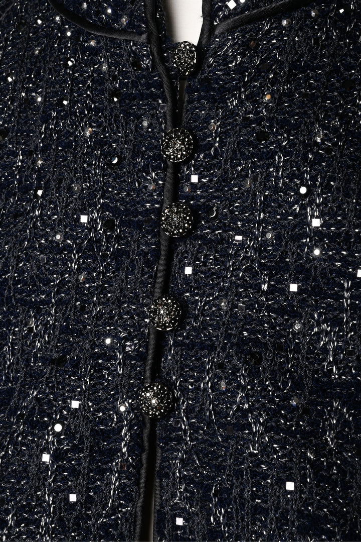 St. John Evening Size 4 Cropped Embellished Button-Up Cardigan