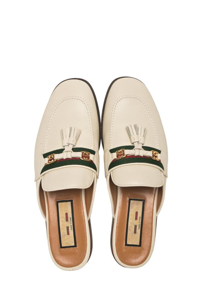 Gucci Size 38 Paride GG Web Tassel Mules
