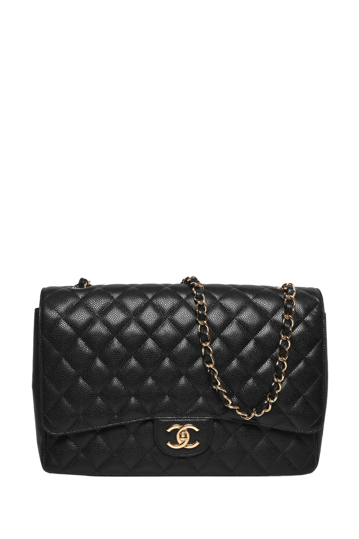 Chanel 2011 Caviar Quilted Maxi Classic Double Flap Shoulder Bag