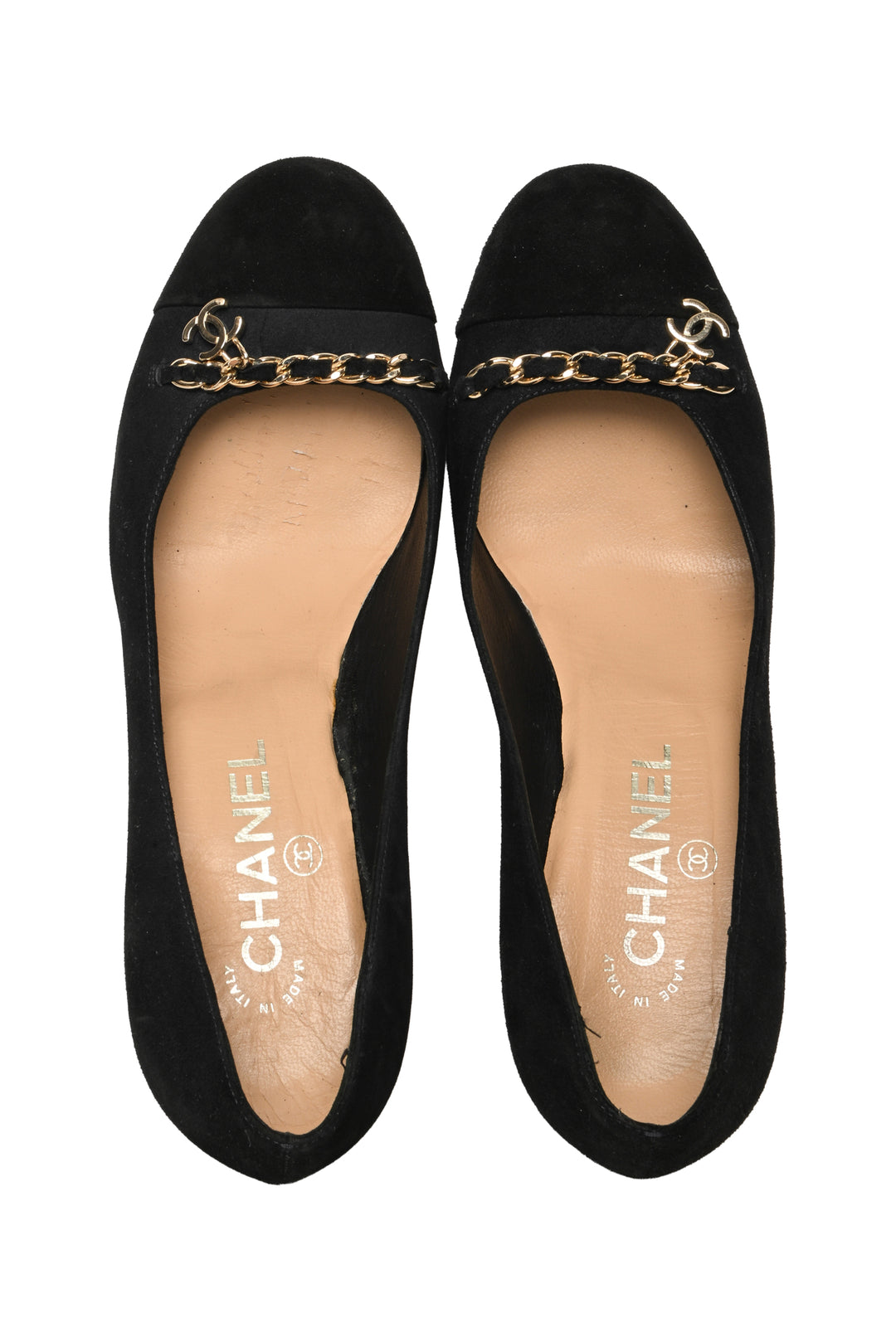 Chanel Size 37.5 Vintage CC Chain Link Cap Toe Pumps