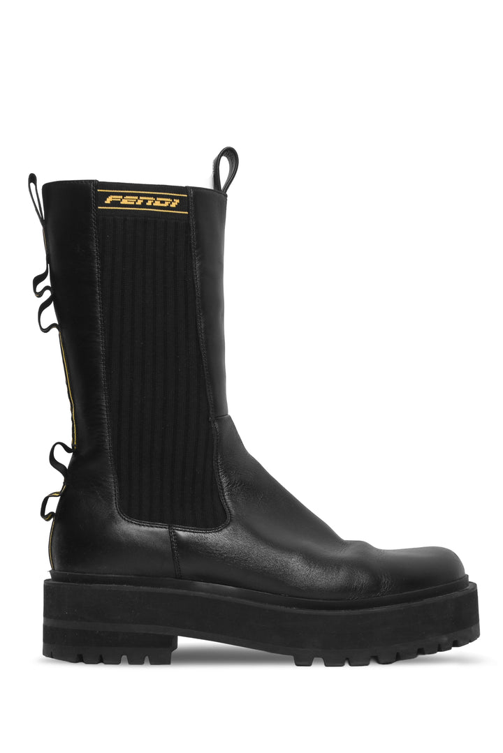 Fendi Size 39 Rockoko Lug-Sole Tall Chelsea Boots