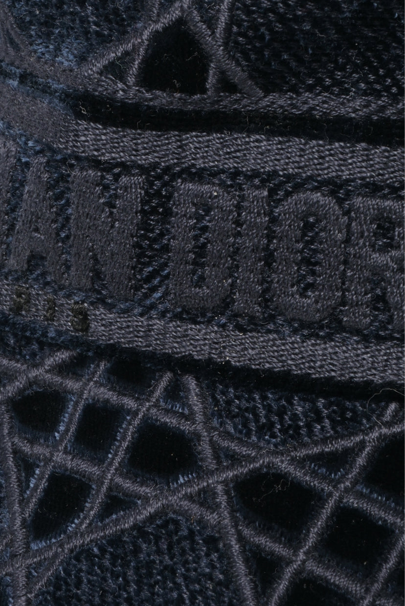 Christian Dior Size 58 Velvet Cannage Bucket Hat