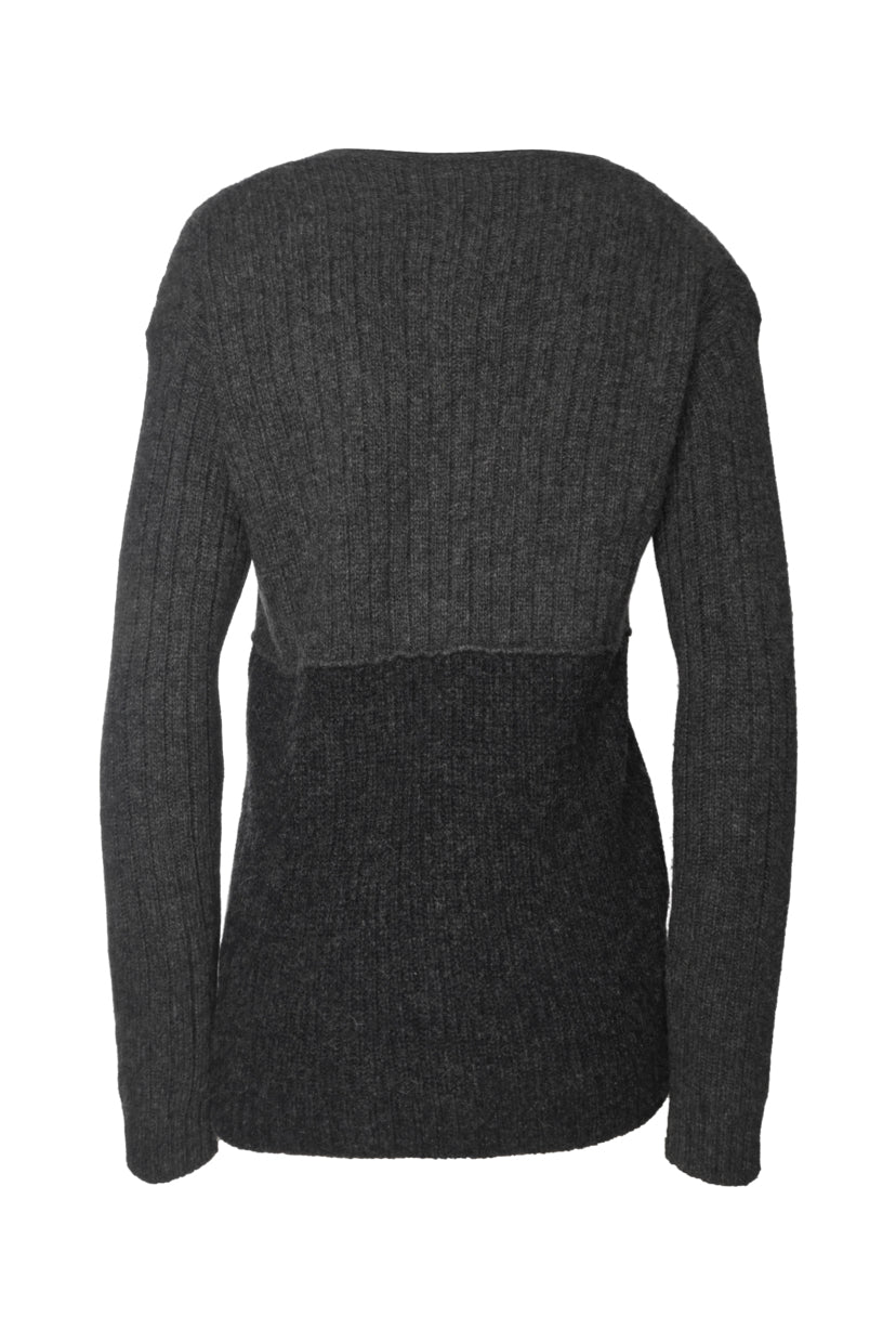 Prada Size 42 2015 Two-tone Ribbed Wool & Cashmere Blend Cardigan