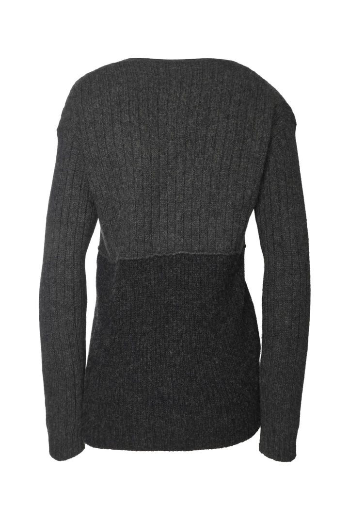 Prada Size 42 2015 Two-tone Ribbed Wool & Cashmere Blend Cardigan