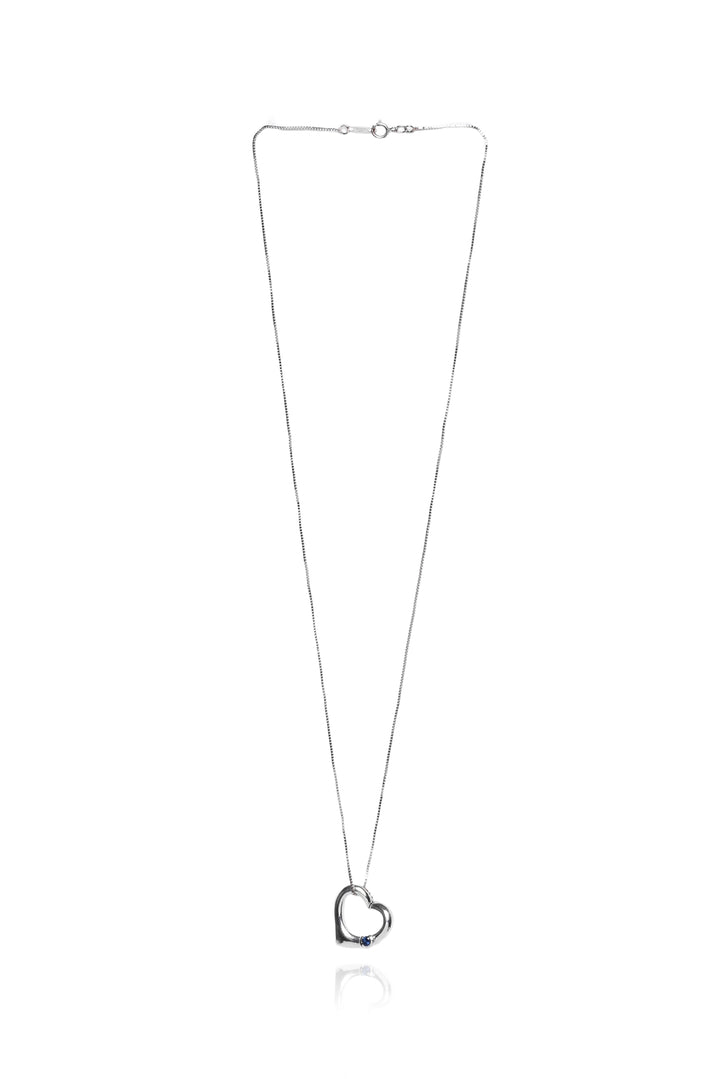 Albert David 10K White Gold Heart Pendant Necklace