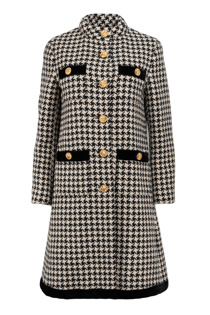 Gucci Size 40 Houndstooth Wool Blend Coat
