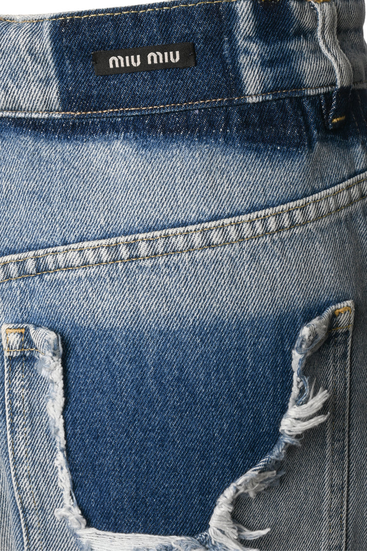 Miu Miu Size 25 Distressed Wide Leg Jeans