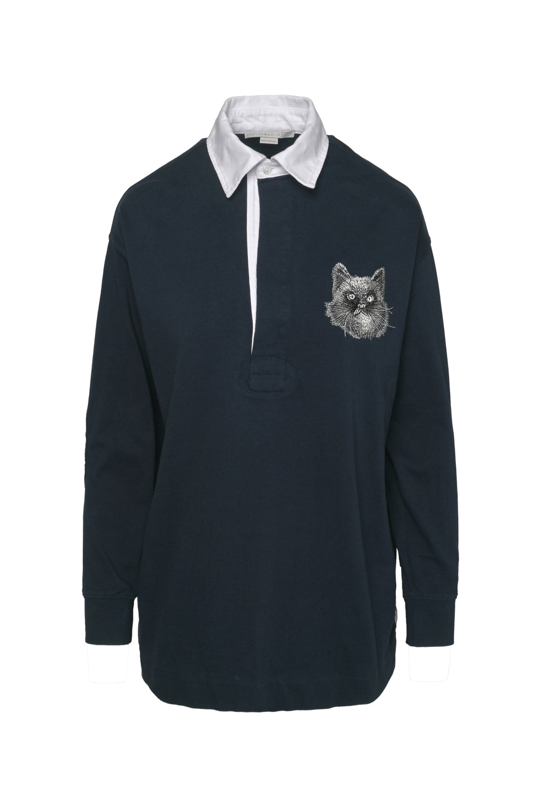 Stella Mccartney Size XXS Embroidered Cat Oversized Rugby Polo Top