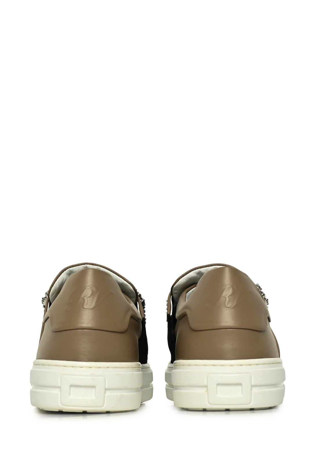 Roger Vivier Size 35 Leather Crystal Buckle Slip On Sneaker