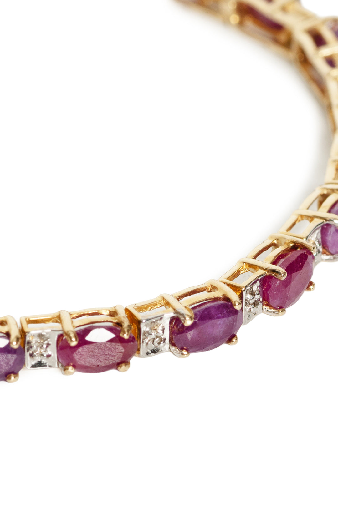 10k Vintage Baith Yellow Gold Ruby & Diamond Tennis Bracelet