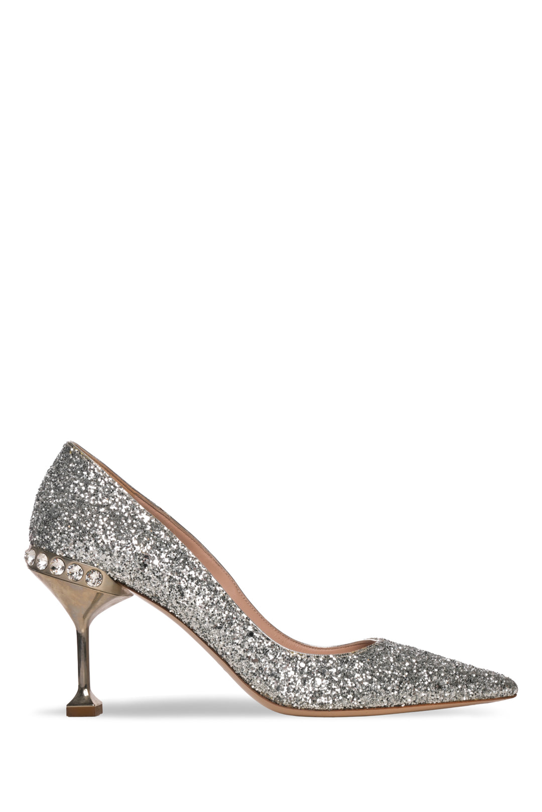 Miu Miu Size 38.5 Silver Metallic Glitter Pumps