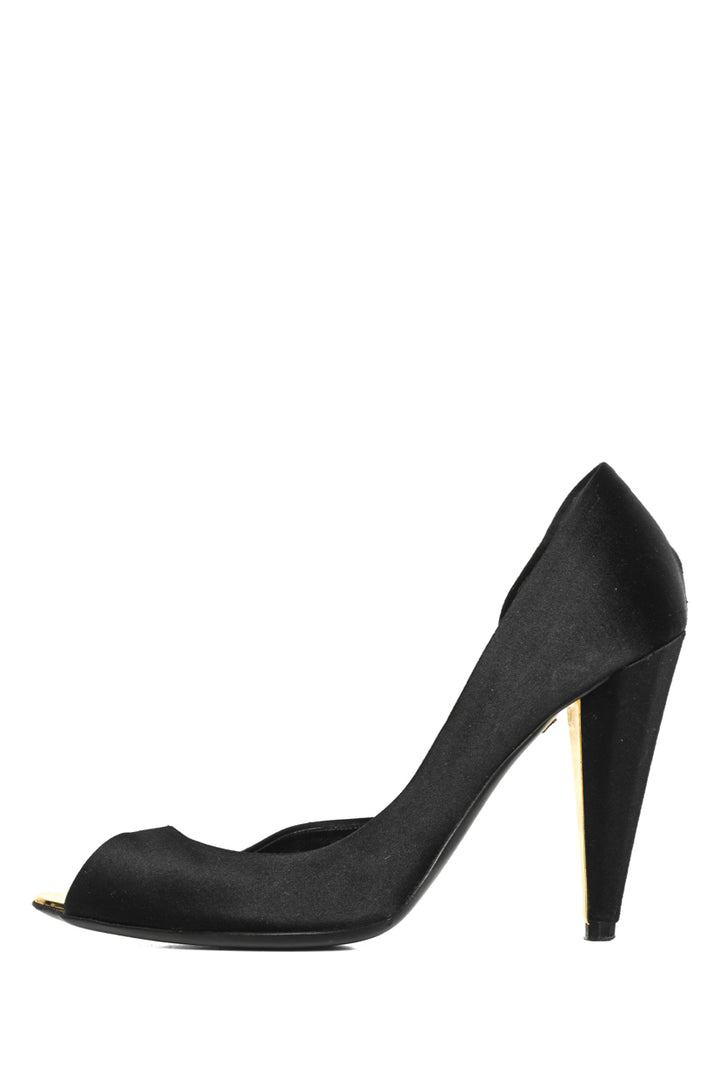 Chanel Size 40.5 Peep Toe Satin Sandals