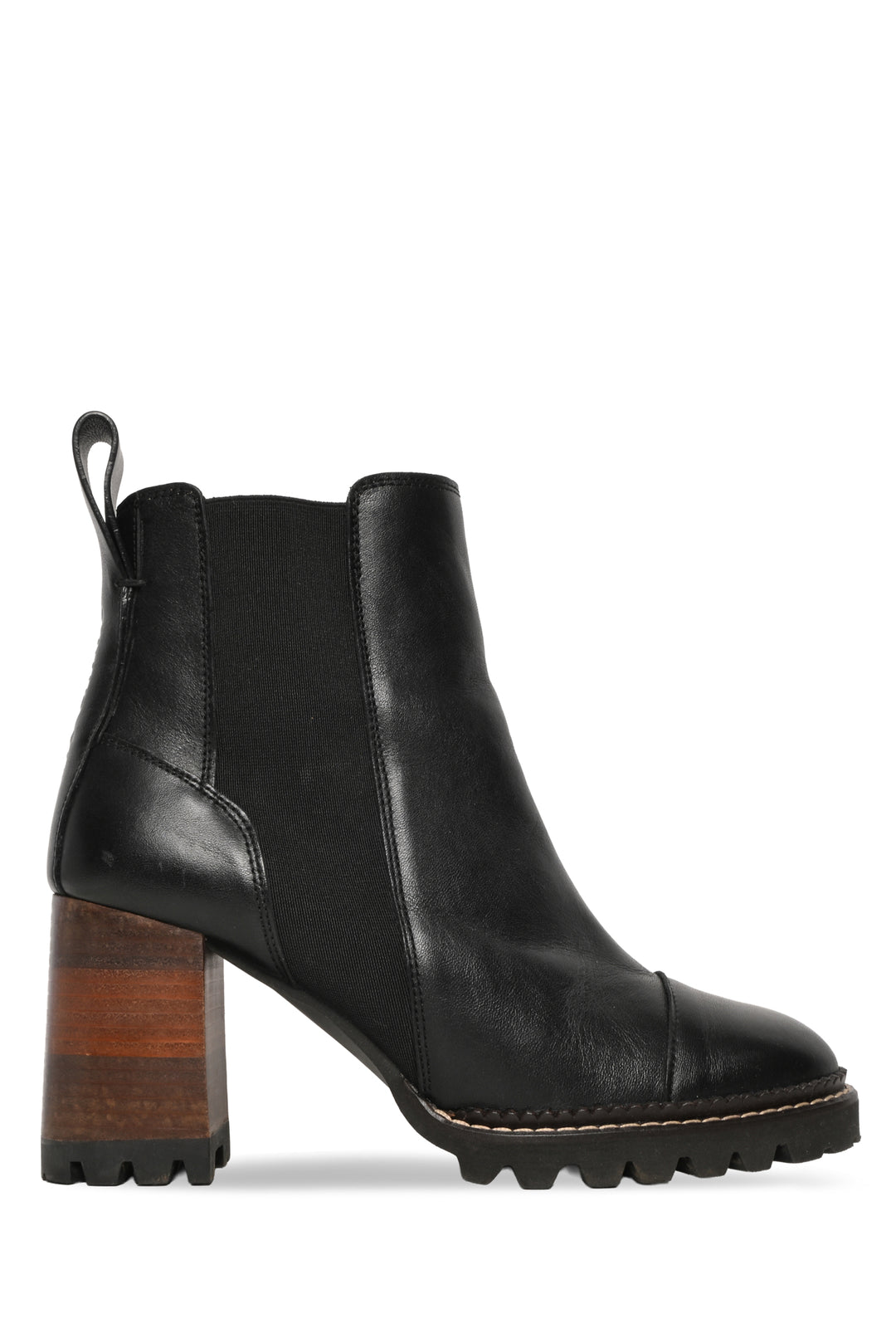 See by Chloe Size 39.5 Mallory High Block Heel Chelsea Ankle Boots
