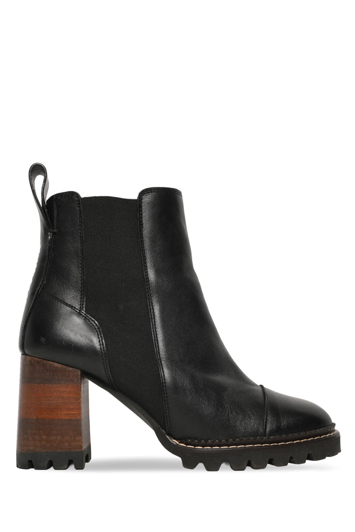 See by Chloe Size 39.5 Mallory High Block Heel Chelsea Ankle Boots