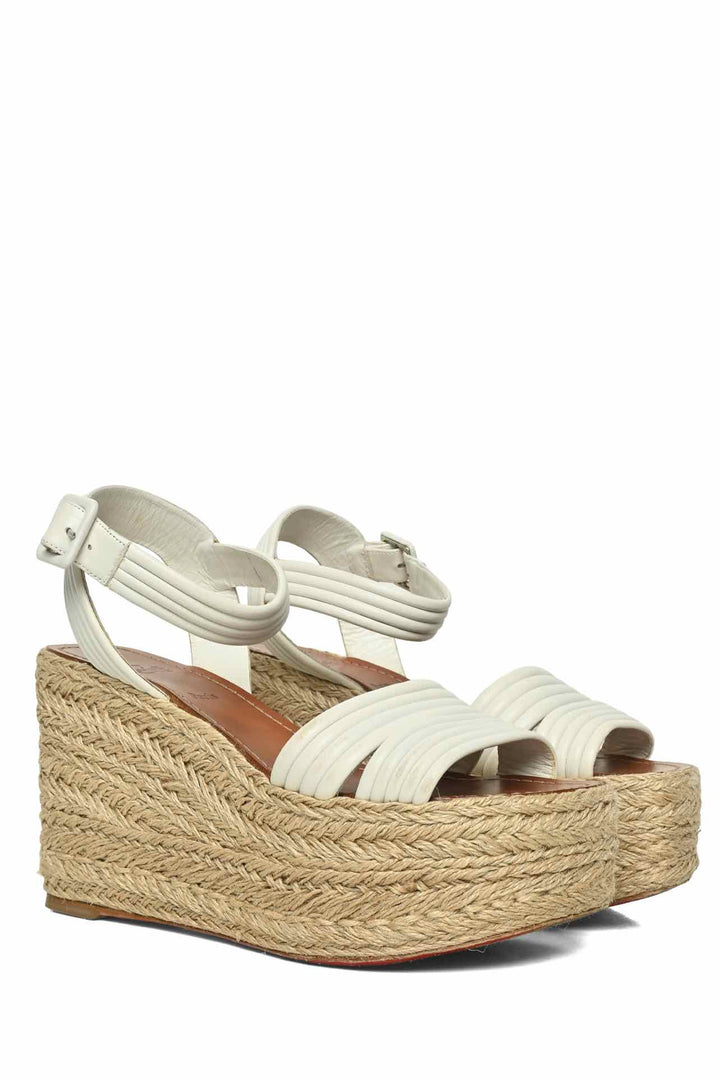 Christian Louboutin Size 39 Manola Leather Espadrille Wedges Sandals
