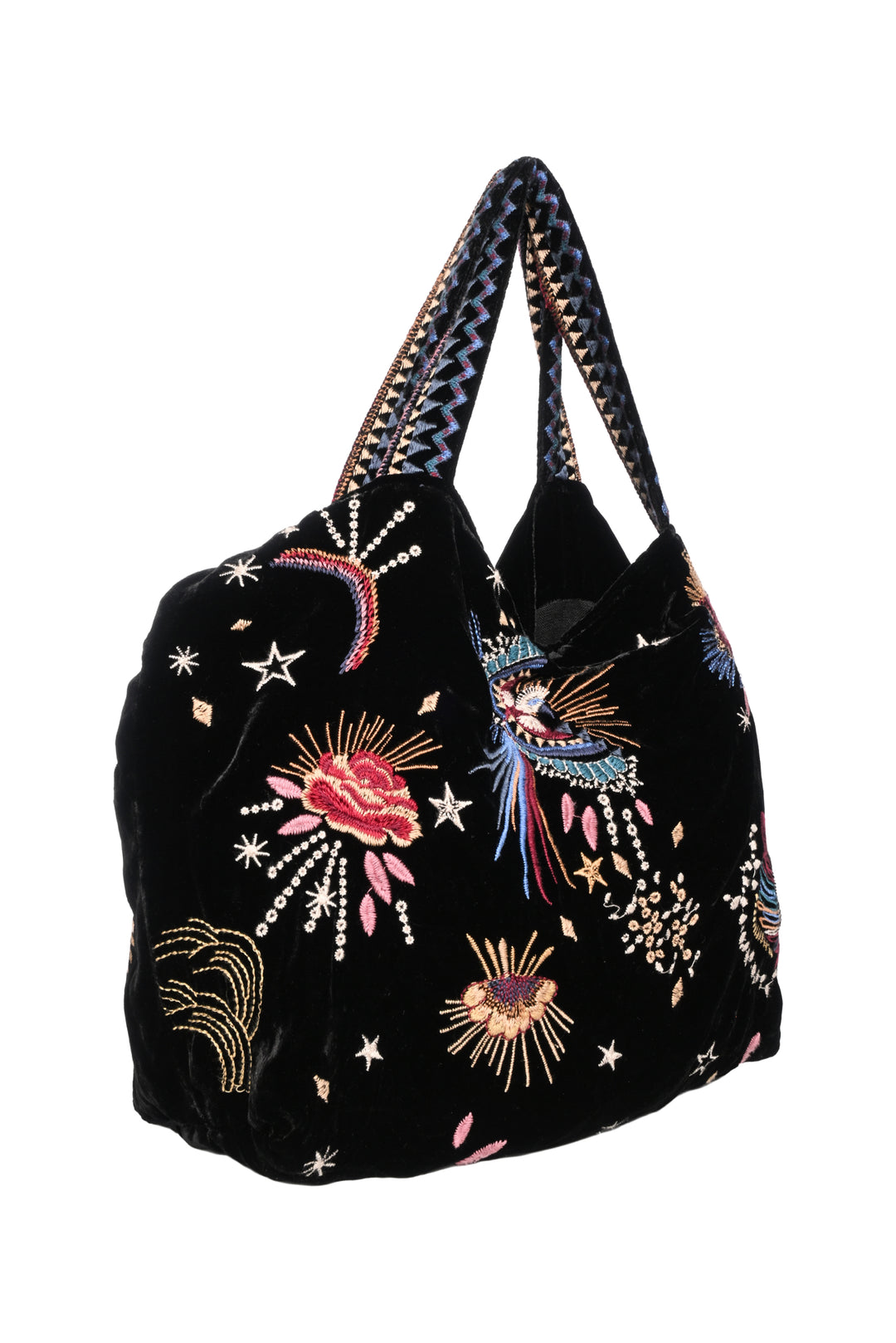 Johnny Was Victoria Embroidered Velvet Tote